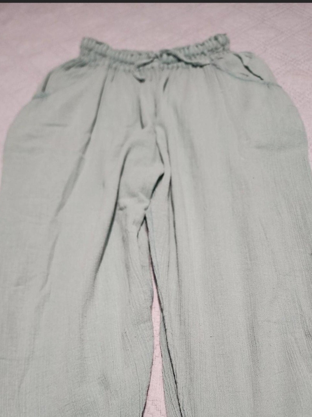 Free People Light Sage Wide-Leg Elastic-Waist Pants